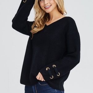 V neck cable knit sweater